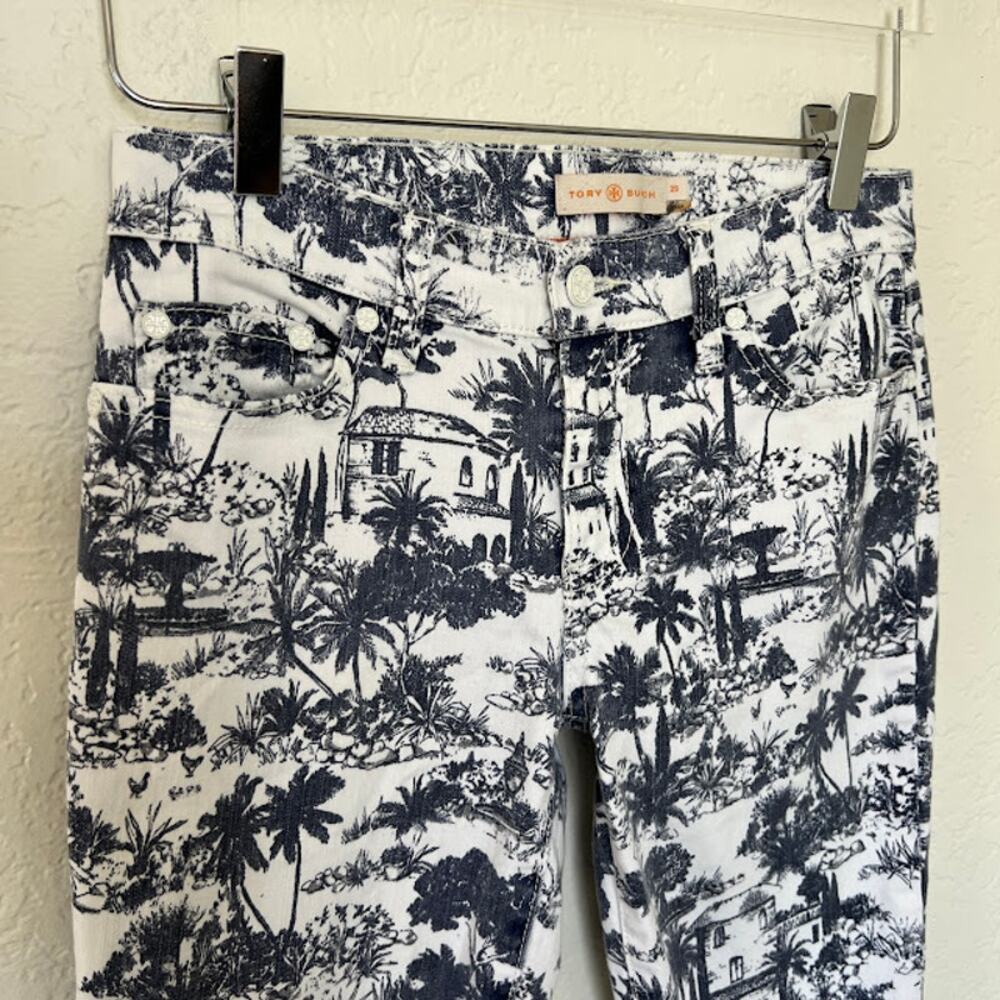 Tory Burch Women's Tropical Toile Print Crop Jeans 28 Straight Leg Denim - Picture 4 of 9